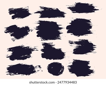 Paint black splash brush stroke illustration background set