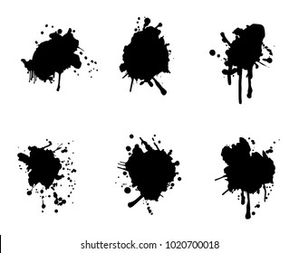 Paint black splatters  set.  High resolution 