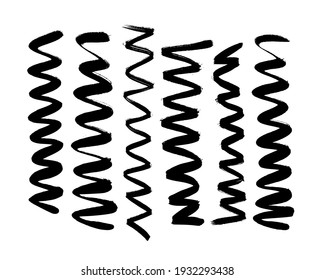 Paint black and white drawing set zigzag. Hand drawn abstract illustration grunge elements. Vector abstract objects for design use