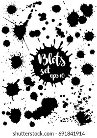 Paint blobs, black ink. Vector grunge texture.