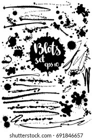 Paint blobs, black ink. Vector grunge texture.