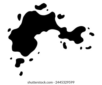 Paint blot icon. Splash for design use. Colorful grunge shape. Dirty stain or silhouette. Black ink splash