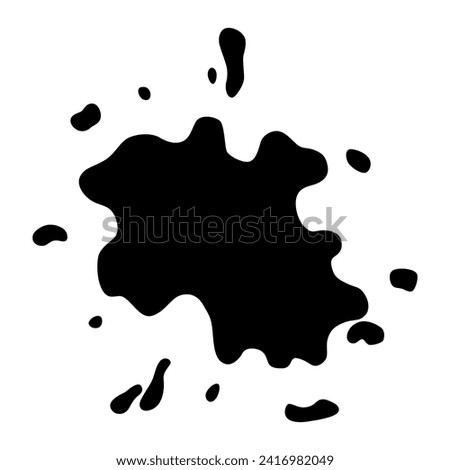 Paint blot icon. Splash for design use. Colorful grunge shape. Dirty stain or silhouette. Black ink splash