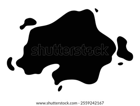 Paint blot icon. Splash for design use. Grunge shape. Dirty stain or silhouette. Black ink splash