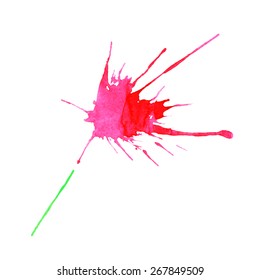 Paint blots. Abstract hand drawn watercolor background splash. Colorful spots in bright colors.