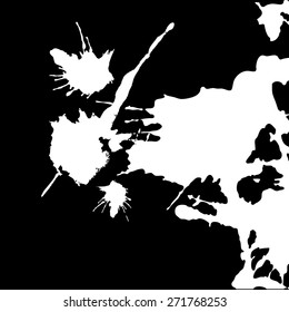 Paint blots. Abstract hand drawn black and white background splash. Vector illustration.