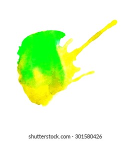 Paint blots. Abstract hand drawn watercolor background splash. Colorful spots in bright colors.
