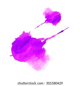 Paint blots. Abstract hand drawn watercolor background splash. Colorful spots in bright colors.