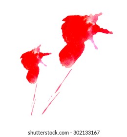 Paint blots. Abstract hand drawn watercolor background splash. Colorful spots in bright colors.