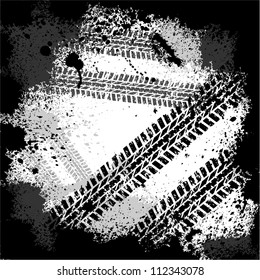 Paint blots grunge background with tire track