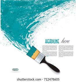 Paint Blue Stroke with Brush on White Background