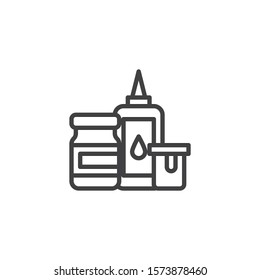 Paint bottles line icon. linear style sign for mobile concept and web design. Gouache jars outline vector icon. Symbol, logo illustration. Vector graphics