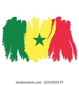 Paint brash art Flag of Senegal.