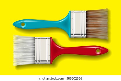 Paint Bristle Brush With Color Handle And Shadow