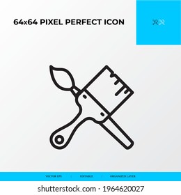 Paint Brush 64x64 Pixel perfect icon. Brushes and painting vector line icon style.