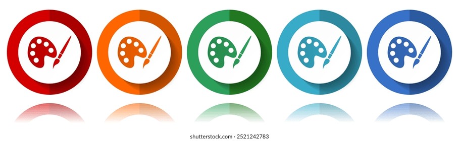 Paint brush, art, paintbrush vector icons, flat icon set for logo design, webdesign and mobile applications, colorful web button collection in eps 10