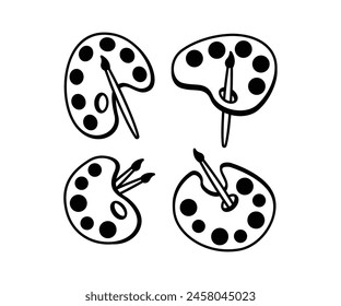 paint brush art painting vector icon design simple black white modern flat illustration 