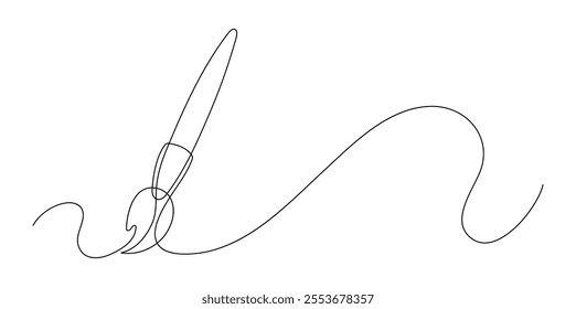 Paint brush. Art studio. Hand drawn doodle. Continuous line drawing.