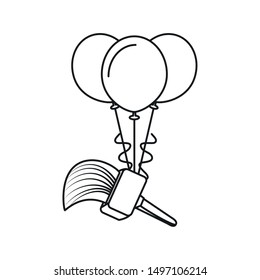 paint brush with balloons helium