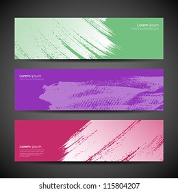 Paint brush banner colorful background set. vector illustration