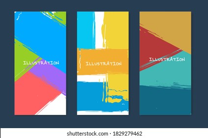 Paint brush banner colorful background. Grunge style. Abstract vector illustration