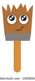 Paint brush with big eyes and round glasses vector illustration on a white background 