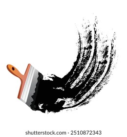 Paint brush Black Color Stroke, Vector Background.