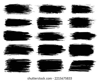 Malpinsel. Schwarze farbige Grunge-Pinselstriche. Vektorpinselset. Grunge Designelemente. Anstrichfarbene Streifen. Kreative, isolierte Punkte. Abstrakte Farbstoffflecken und Abstrichset