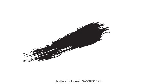 Paint brush. Black ink grunge brush strokes. Vector paintbrush set. Grunge design elements. Painted ink stripes. Creative isolated spots. Ink smudge abstract shape stains and smear set