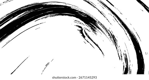 Pincel de pintura negro Ink Splash sobre fondo abstracto blanco. Abstractas textura de trazos de pintura en blanco y negro.	