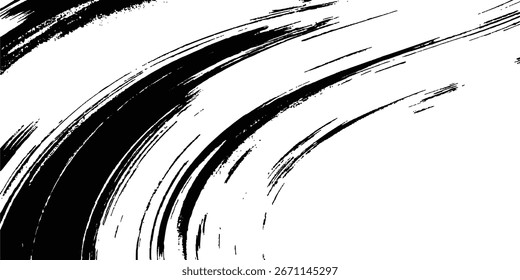Pincel de pintura negro Ink Splash sobre fondo abstracto blanco. Abstractas textura de trazos de pintura en blanco y negro.	