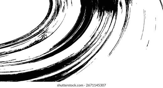 Pincel de pintura negro Ink Splash sobre fondo abstracto blanco. Abstractas textura de trazos de pintura en blanco y negro.	