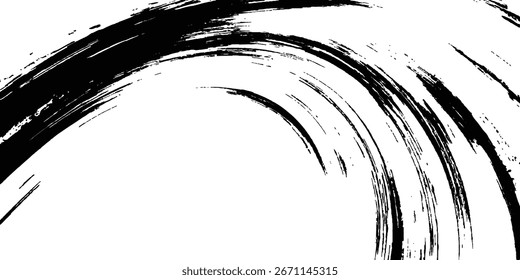 Pincel de pintura negro Ink Splash sobre fondo abstracto blanco. Abstractas textura de trazos de pintura en blanco y negro.	