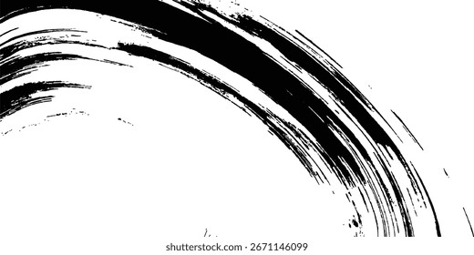 Paint brush black Ink Splash on isolated on white background. Vector paint brush black grunge texture. Paint brush black Ink Splash on white abstract background. Abstract black and white paint strokes