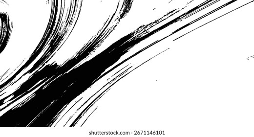 Pincel de pintura negro Ink Splash sobre fondo blanco aislado. Pincel de Vector negro textura grunge. Pincel de pintura negro Ink Splash sobre fondo abstracto blanco. Pinturas Abstractas en blanco y negro