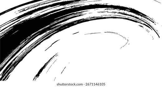 Paint brush black Ink Splash on isolated on white background. Vector paint brush black grunge texture. Paint brush black Ink Splash on white abstract background. Abstract black and white paint strokes