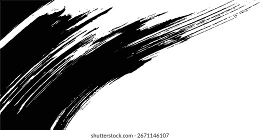 Pincel de pintura negro Ink Splash sobre fondo blanco aislado. Pincel de Vector negro textura grunge. Pincel de pintura negro Ink Splash sobre fondo abstracto blanco. Pinturas Abstractas en blanco y negro