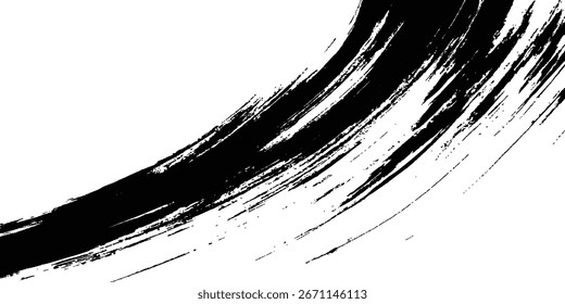 Paint brush black Ink Splash on isolated on white background. Vector paint brush black grunge texture. Paint brush black Ink Splash on white abstract background. Abstract black and white paint strokes