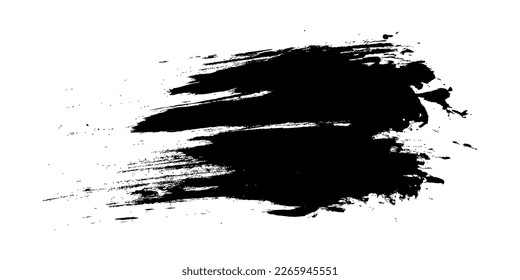 Paint brush. Black ink stroke. Paintbrush with grunge texture. Text box, frame or border template. Vector illustration.