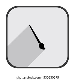 Paint brush - black vector icon  with long shadow