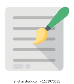 A paint brush with blank paper sheet showing drawing icon concept 