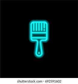 Paint brush blue glowing neon ui ux icon. Glowing sign logo vector