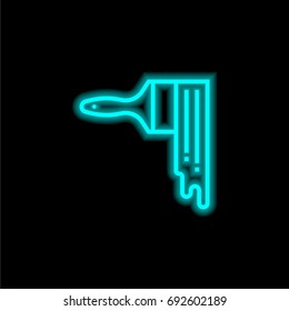 Paint brush blue glowing neon ui ux icon. Glowing sign logo vector