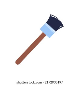 Paint brush with blue paint on a white background