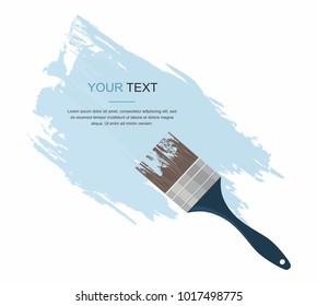  Paint brush with blue stain, isolated on white background	
