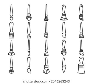 paint brush and bristle icons set