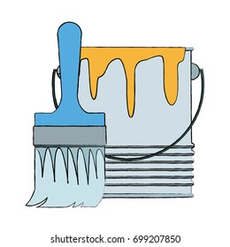 paint brush and bucket can construction