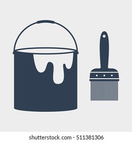 Paint Brush and Bucket Icon