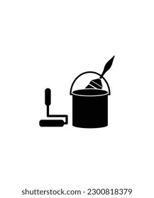 pincel con icono de cubo, mejor icono plano vector.