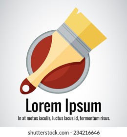Paint brush and bucket logotype in flat design style.